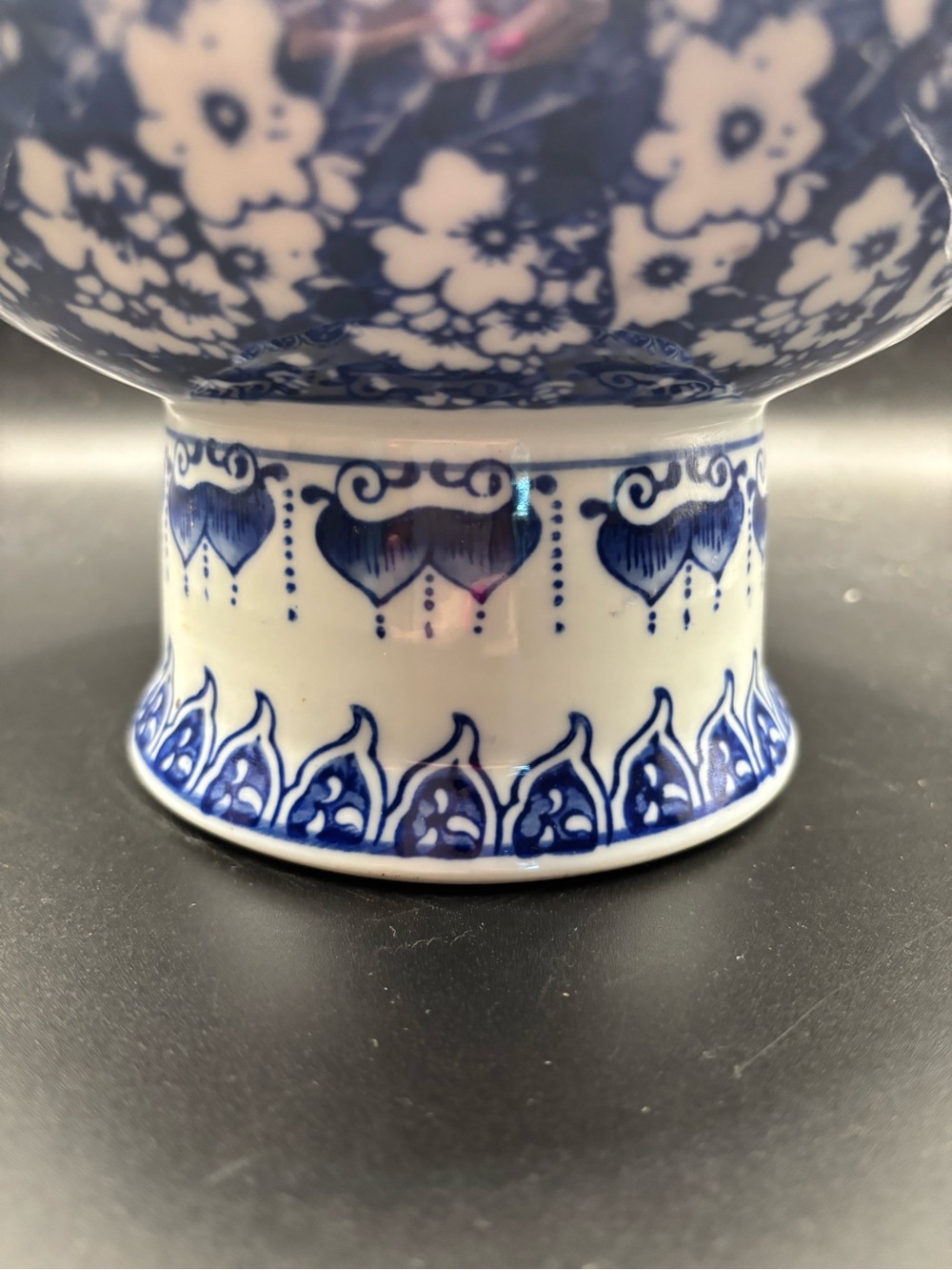 Blue Floral Pedestal Compote - Picture 7 of 12